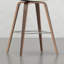 Tabourets de style Mid-Century moderne (de 2) - Siège rembourré crème, repose-pieds, pieds en placage brun, tabouret de comptoir / bar à assembler 2 repose-pieds indispensable au salon