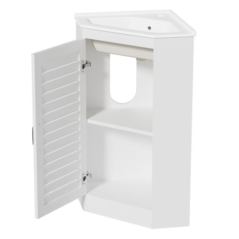 16'' Corner Single Bathroom Vanity Set With Sink Top