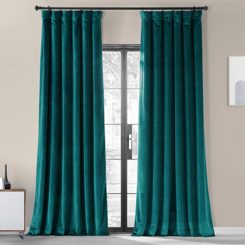 Oakbrook Velvet Room Darkening Curtain Single Panel, Lighthouse White, 50" W x 108" L