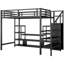 Lit mezzanine en métal avec meuble télé et espace chambre relaxant - garde-robe noire-451030957