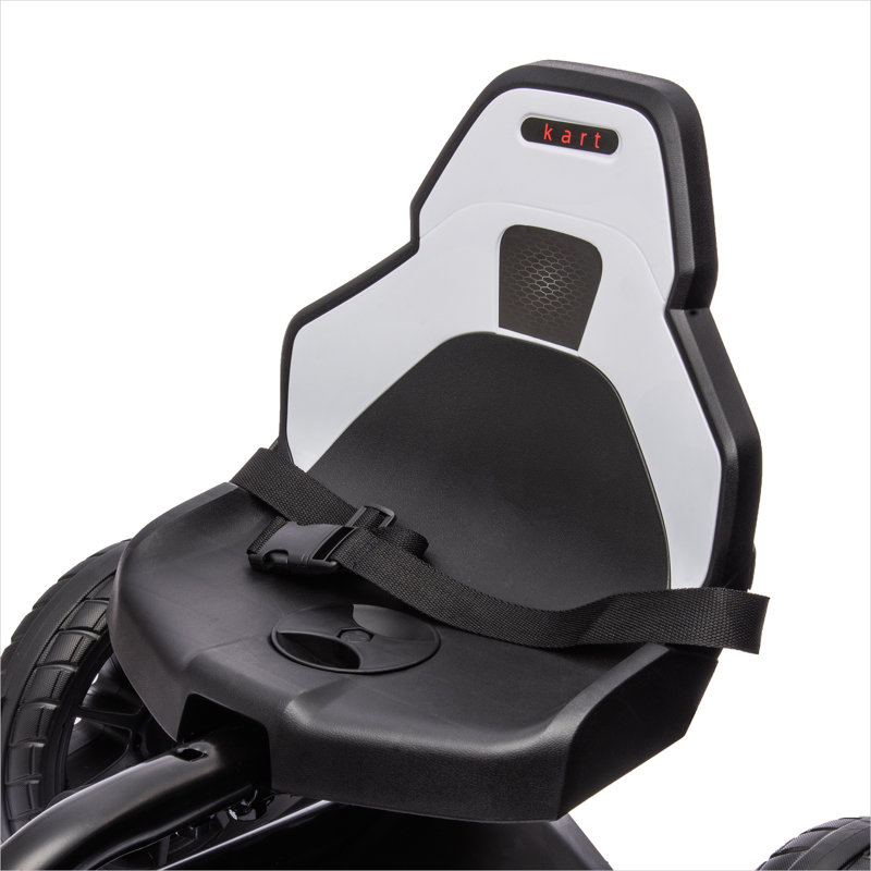 Kart à pédales pour enfant avec siège réglable, essieu pivotant, blanc classique, 39,25 pouces pour l'extérieur