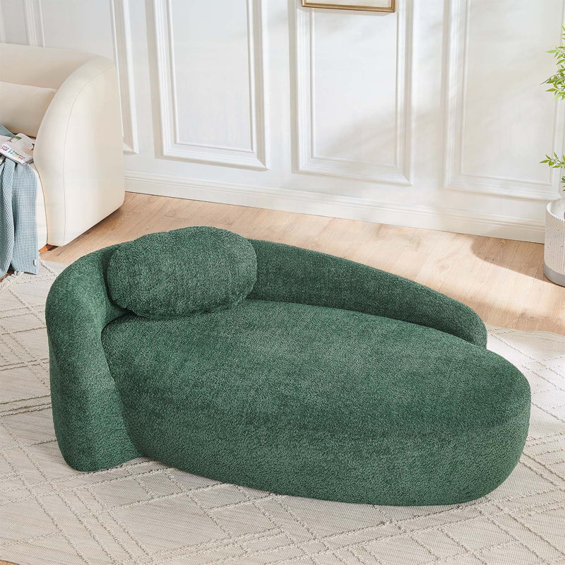 Canapé paresseux moderne simple ovale avec accoudoirs latéraux et coussin pour espaces compacts, Vert