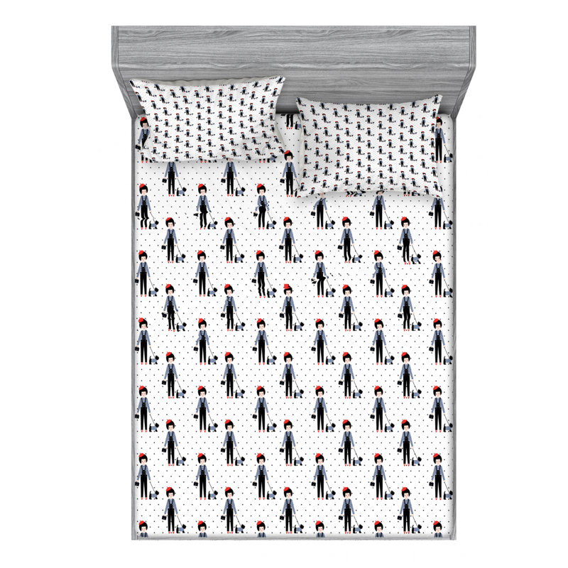Scottie Microfiber Patterned Sheet Set, Queen Sheet Set