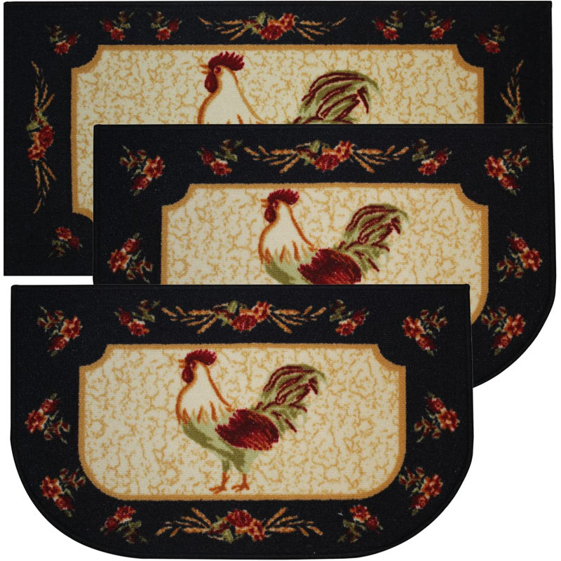 Alihan Rooster 3 Piece Kitchen Mat Set