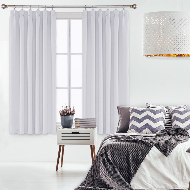 Farhod Blackout Curtain Pair, 117cm Width x 138cm Drop, Greyish White