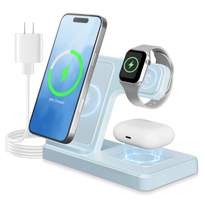 Inbox Zero Wireless Charger,Magnetic Charging Stand Compatible with iPhone 17 16 15 14 13 12 11 Pro Max Plus XS XR X 8,Charger for Apple Watch 9 8 7 6 5 4 3 2 S