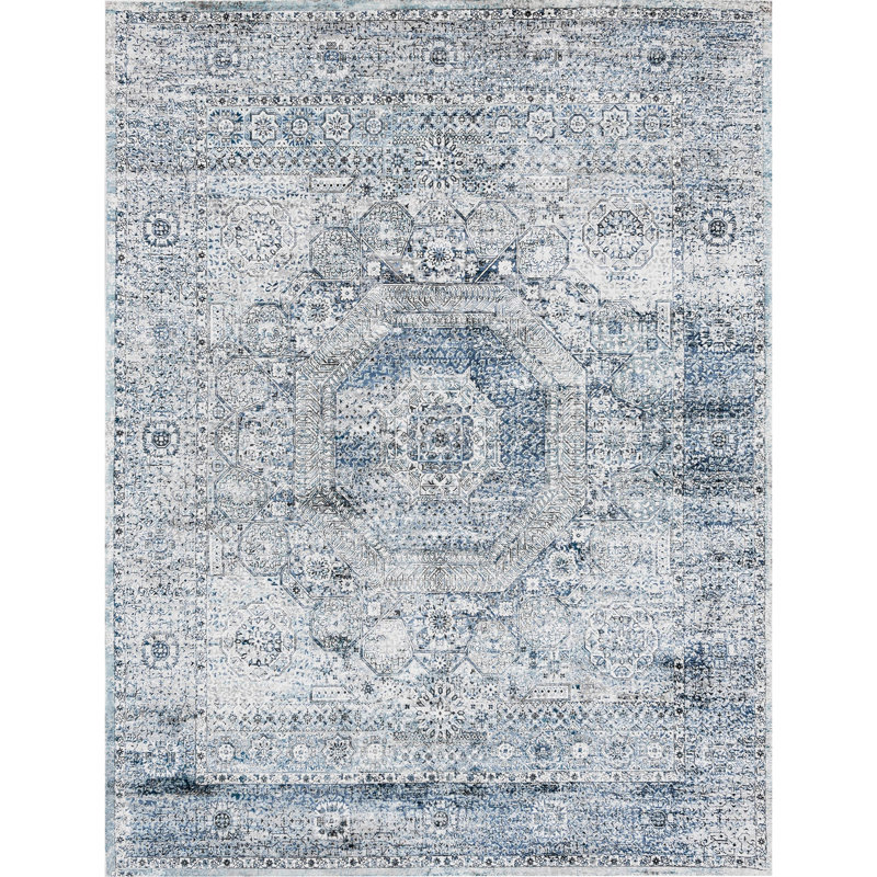 Riviera Oriental Area Rug in Blue, Rectangle 6' x 9'