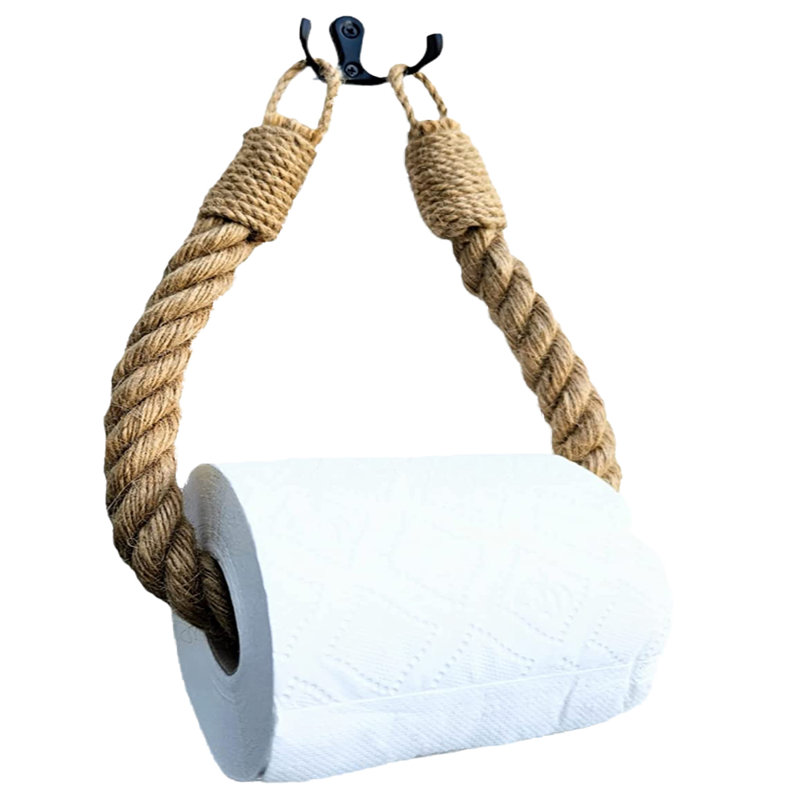 Brompton Wall Mounted Toilet Paper Holder, Light Brown/Black