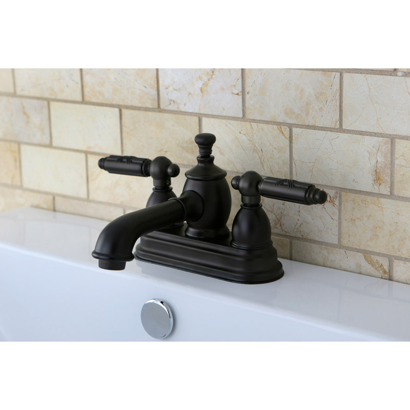 Robinet de salle de bain central à 4 poignées à 3 trous à fixation sur le comptoir avec laiton amovible Kingston