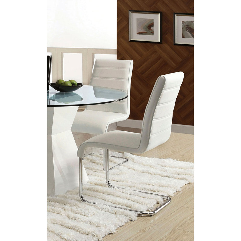 2 chaises d'appoint modernes rembourrées blanches, pieds en métal, utilisation de 2 chaises contemporaines avec pieds pour la salle à manger