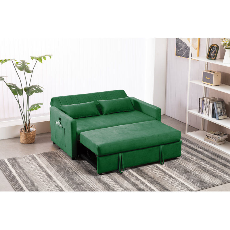 Kusilvak 58'' Velvet Sofa, Dark Green