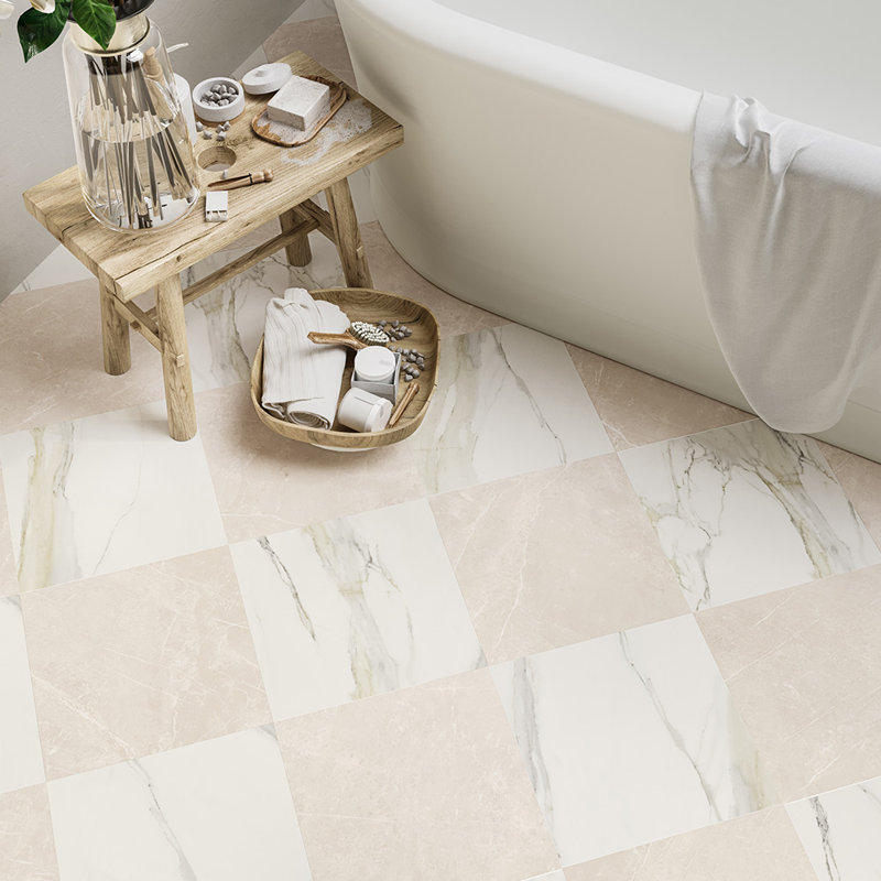 Tuscany Checkerboard 12X12 Calacatta Gold And Dolomia, Calacatta Gold/Dolomia