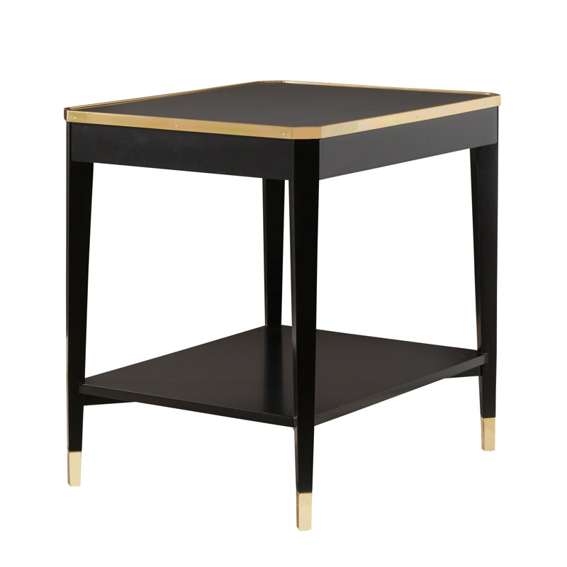Modern History End Table, Black/Gold