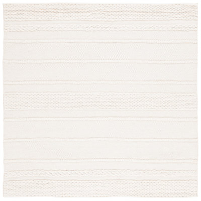 Tapis naturel rayé en laine / coton tissé à plat à la main Brookneal