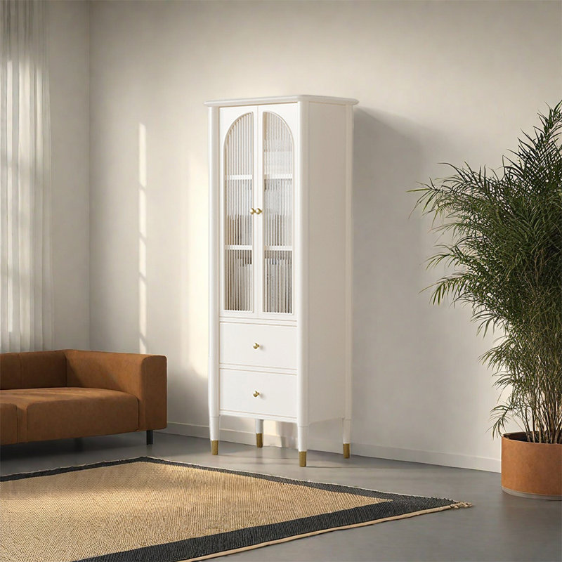 Bibliothèque haut de gamme de style français, (3 tablettes) H 59,06 po x l 23,62 po x P 15,75 po, Blanc