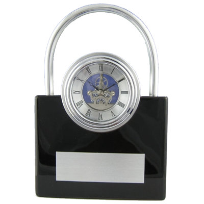 Horloge de table analogique en argent/noir
