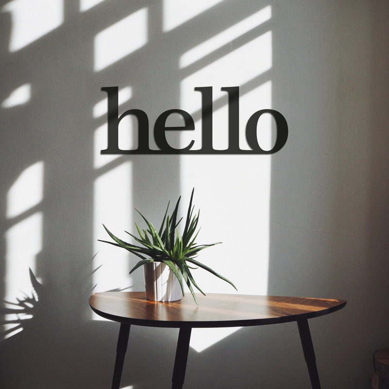 Hello Wood Wall Art Decor | Modern Home Decor | 30x11 Cm