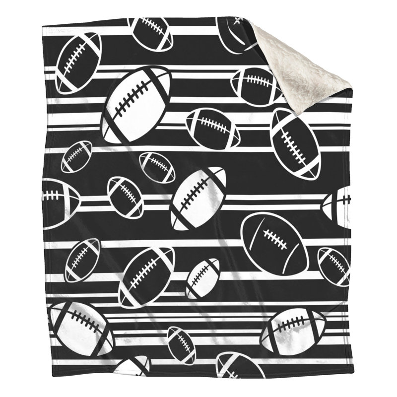 Couvertures rayées de football, L 60 po x H 80 po, Noir blanc
