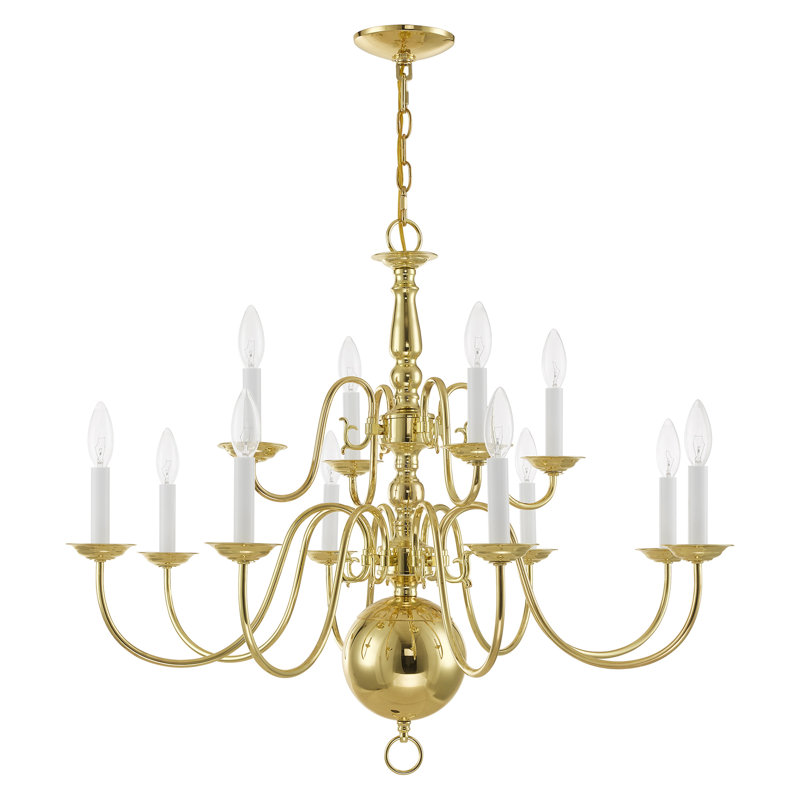 Benedetto 12 - Light Steel Chandelier, Polished Brass