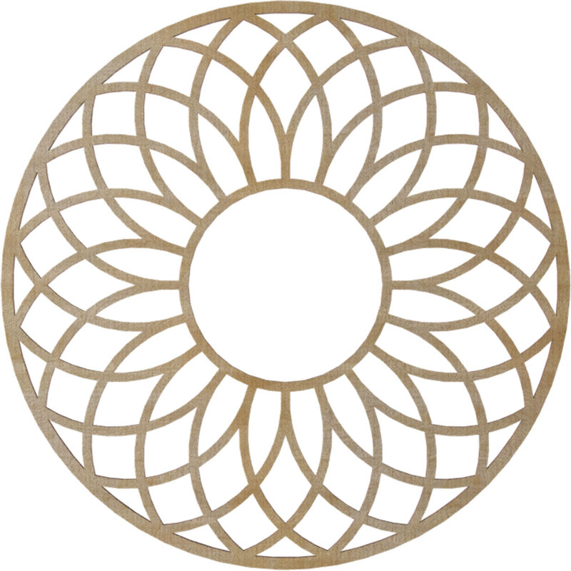 24"OD x 8 1/4"ID x 1/4"T Cannes Wood Fretwork Pierced Ceiling Medallion, Birch, 22" H x 22" W x 0.25" D, Hickory