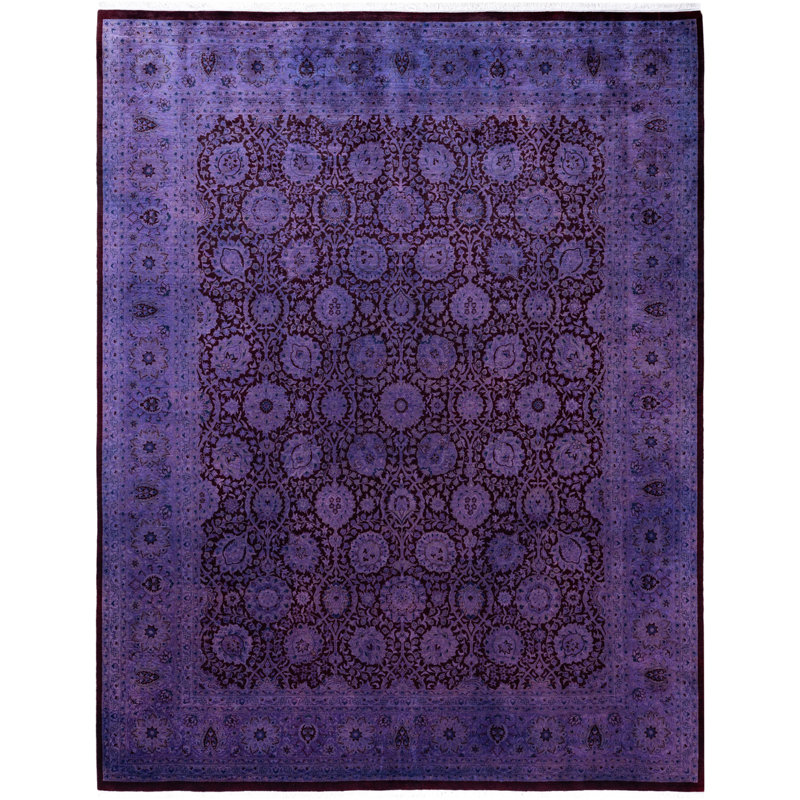 Overdyed Hand-Knotted Wool Modern-Contemporary Purple Area Rug 8' 1" x 10' 4"