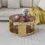 Table basse de luxe moderne avec un design unique, un rangement à deux couches, une structure robuste et un plateau en verre trempé pour le salon-897410889