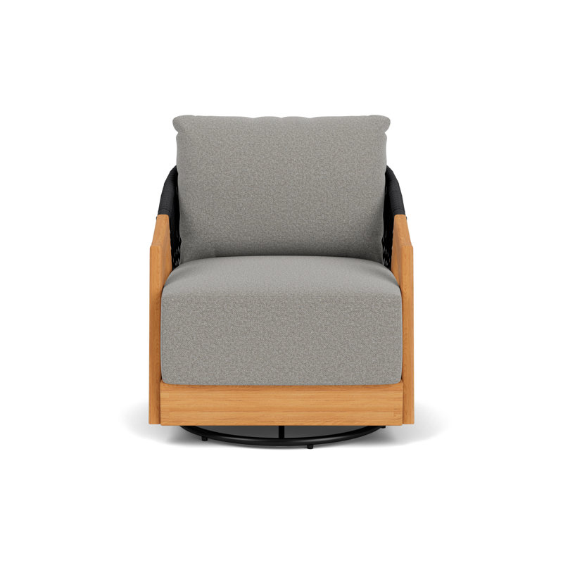 Alpine Outdoor Teak Swivel Armchair, Rumba Nickel