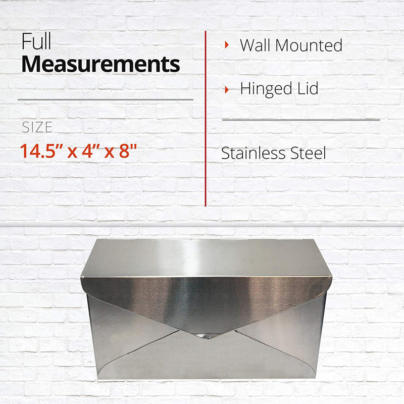 Stainless Steel Envelope Wall Mounted Mailbox