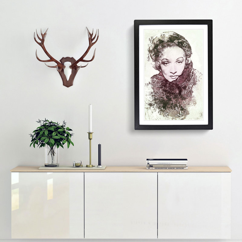 Marlene Dietrich in Abstract - Framed Print, Black, 60cm H x 40cm W x 2cm D