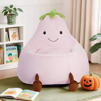 Caricature d'un fauteuil à billes aubergine, canapé pour chambre d'enfant avec housse lavable ou lecture, détente et regarder la télévision