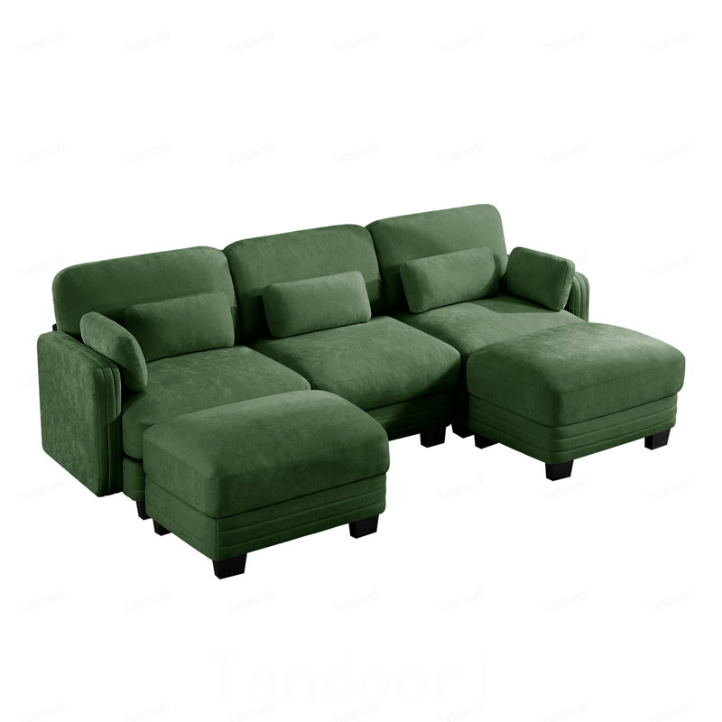 Canapé modulaire à 3 places Channel, Chenille-vert