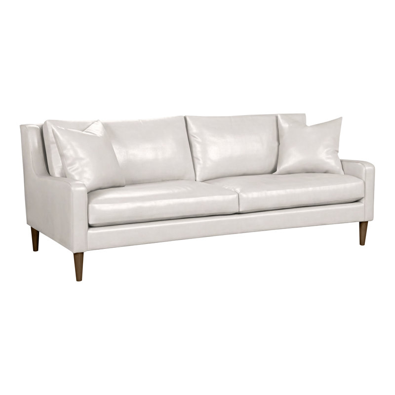 Canapé à accoudoirs carrés en cuir véritable 86,5 po Ease, La Havane, Cuir véritable Regent Chalk
