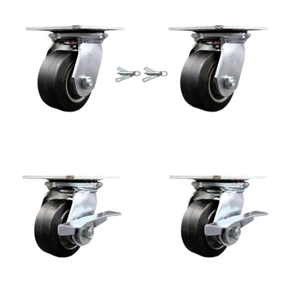 4 Piece Rubber on Aluminum Caster Set