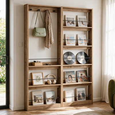 78.7" H 5-Tier Behind The Door Bookshelf with Shelves and Hooks
