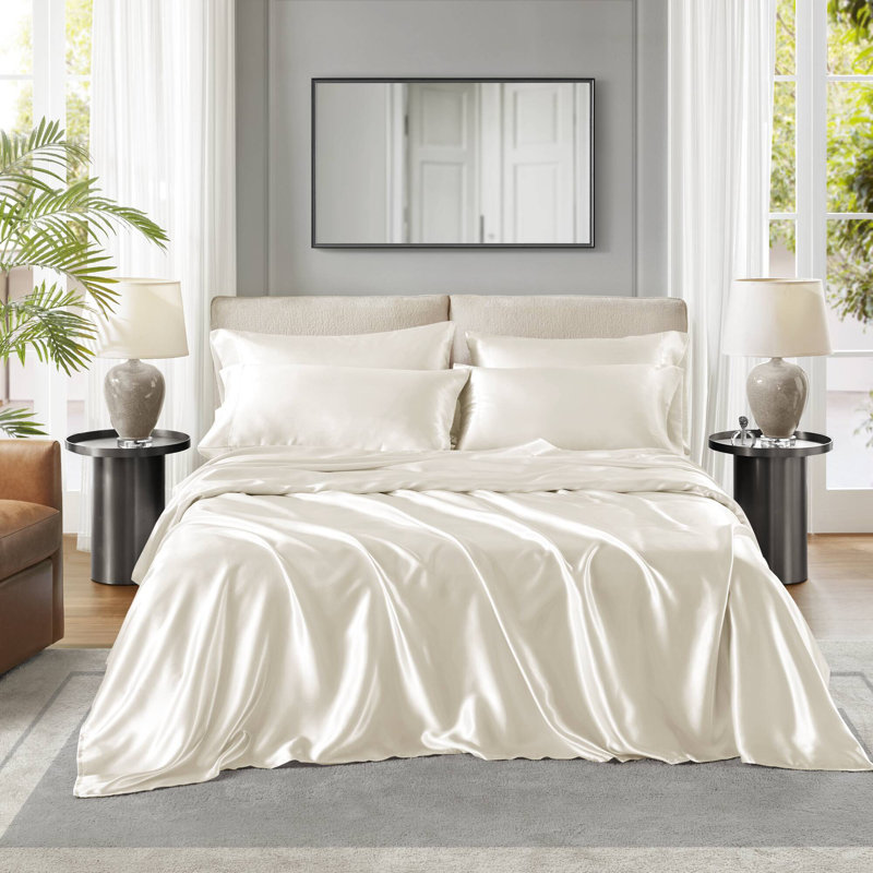 Soft Bedding Sets, Twin Duvet Cover +  4 Additional Pieces, Ivory