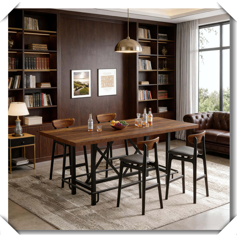 Rustic Sturdy Easy Assembly Pub Bar Counter