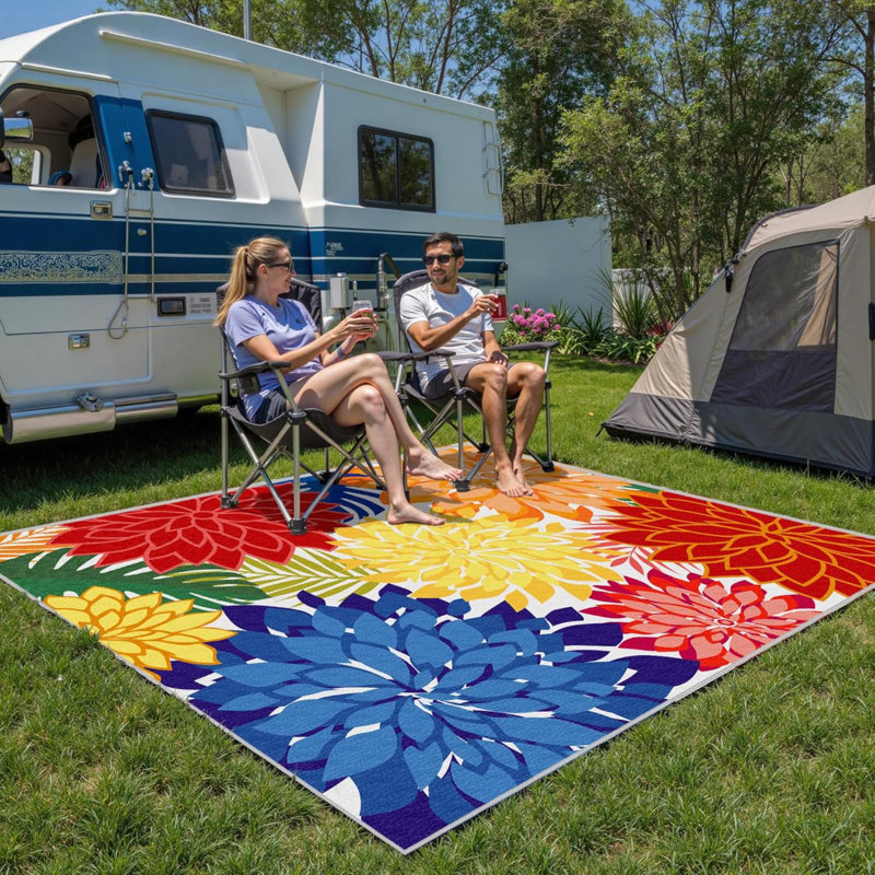 Tapis d'extérieur multicolore lavable pour patio