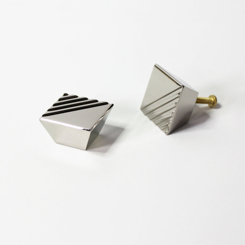 Pyramid Square Knob, Polished Nickel Plated