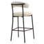 Tabouret de bar 26 po à hauteur de comptoir avec housse en tissu Teddy et îlot de cuisine avec base thermolaquée noire et repose-pieds-782223674
