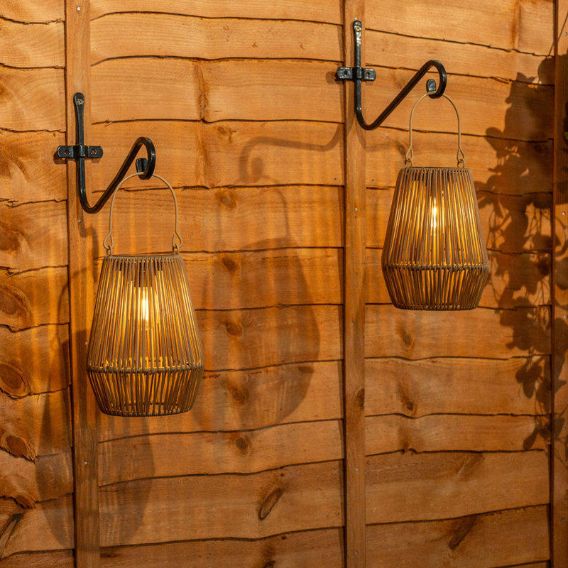 Natural Faux Bamboo Solar Powered Outdoor 2 Pack G 31.8cm Solar Powered Integrated LED Outdoor Lantern