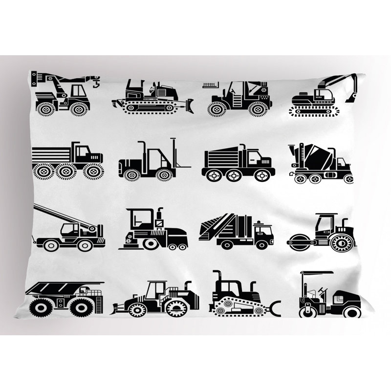 Black/White Poyester Microfiber Piece Sham, Twin