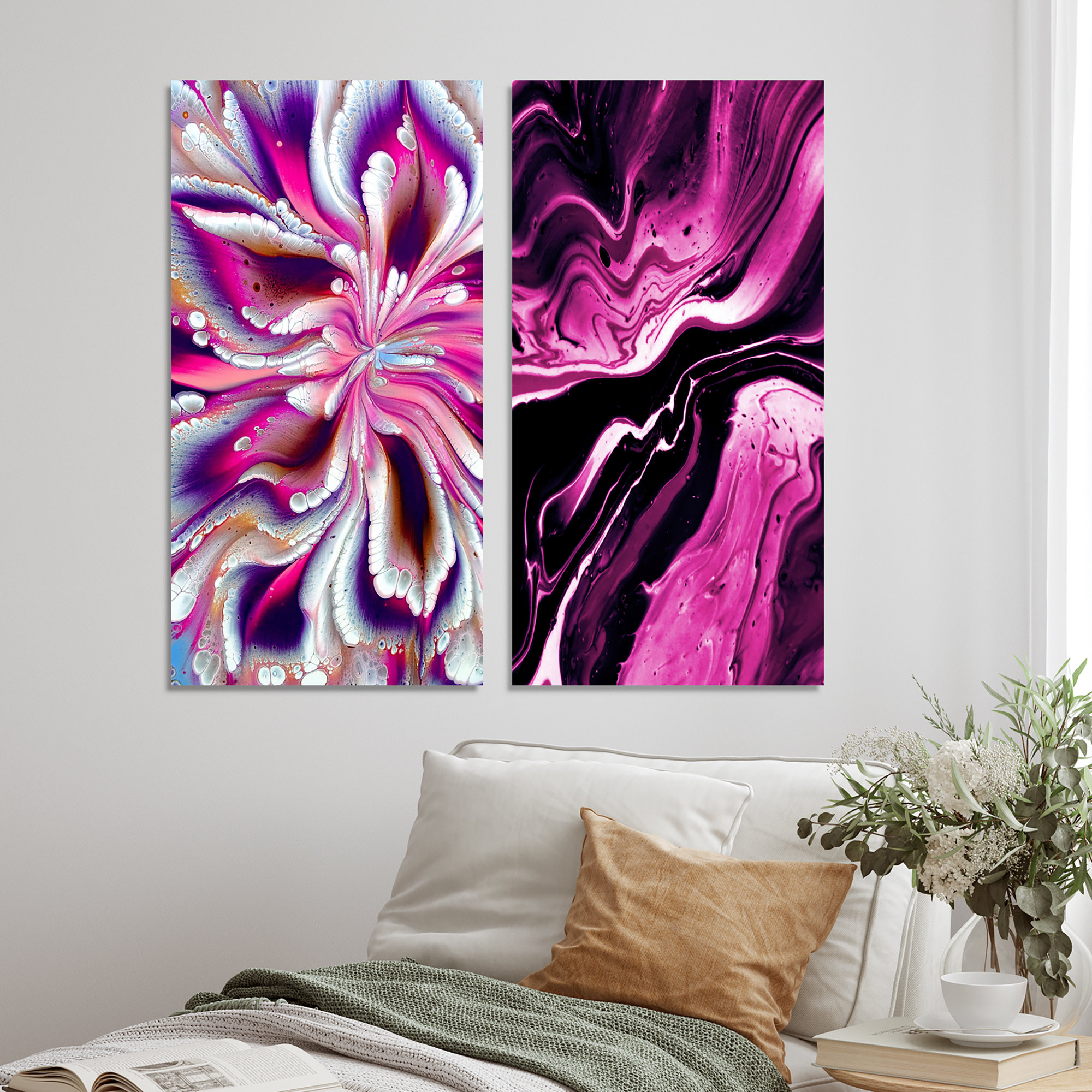 Ivy Bronx Colorful Mixed Fluid Art - 2 Piece Painting Set on Canvas ...
