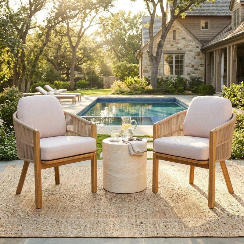 Chaises de patio confortables et de divertissement en bois d'acacia