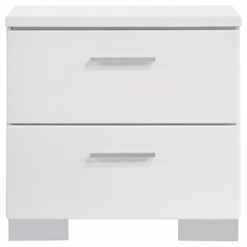 White High Gloss 2-Drawer Nightstand