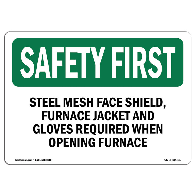 «Safety First Sign», H 12 po x l 18 po x P 0,1 po