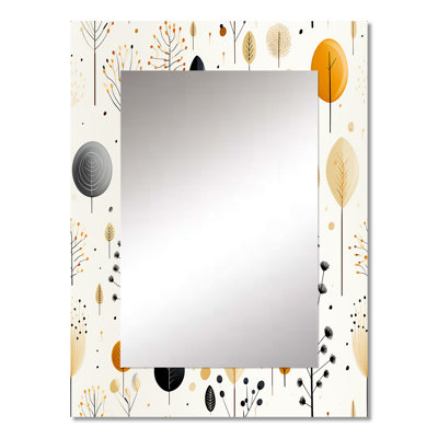 Hermangomez Boho Minimalism Beige Ferns Pattern - Floral Decorative Wall Mirror, Cottage Mirror, Printed Metal Art