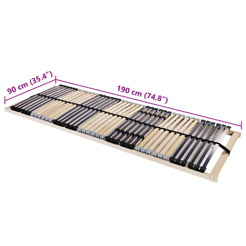 Slatted Bed Base Manual Brown Solid Beech Wood, 90cm x 190cm