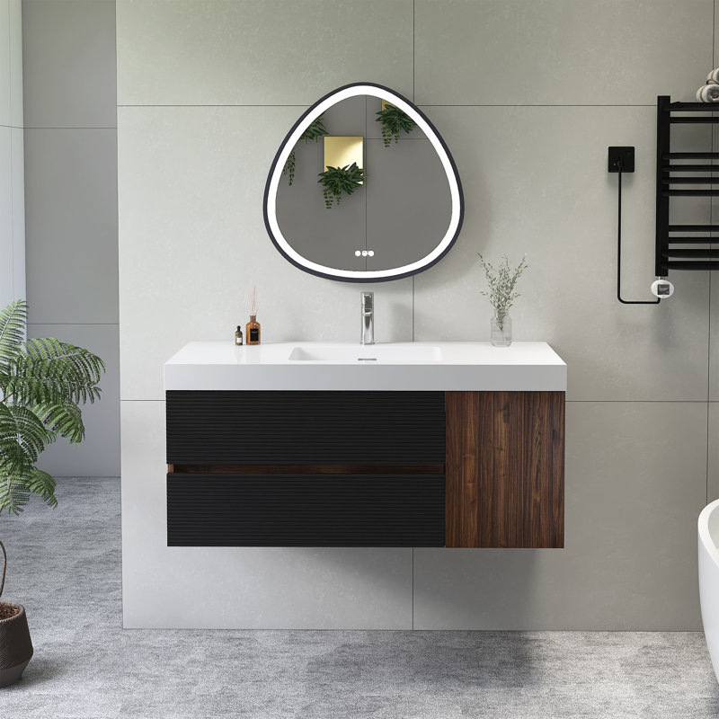 Meuble-lavabo mural 48 po avec lavabo à surface solide