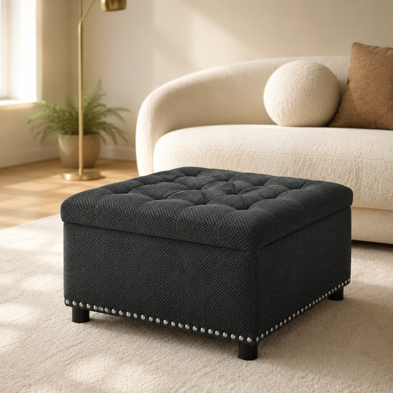 Repose-pieds avec rangement, repose-pieds capitonné, Dark grey