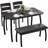 Dining Table Set for 4, Sturdy Wooden Kitchen Table with Chamfer Design and Metal legs, Upholstered Bench-1216015259
